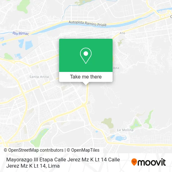 Mapa de Mayorazgo III Etapa  Calle Jerez Mz K  Lt 14 Calle Jerez Mz K  Lt 14