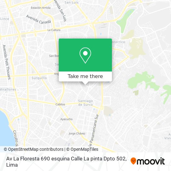 Av  La Floresta 690  esquina Calle La pinta Dpto  502 map