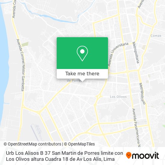 Urb  Los Alisos B 37  San Martin de Porres  limite con Los Olivos  altura Cuadra 18 de Av  Los Alis map