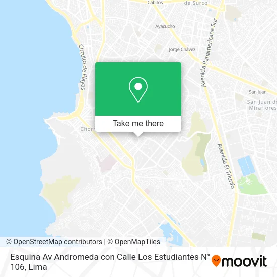 Mapa de Esquina Av  Andromeda con Calle Los Estudiantes N° 106
