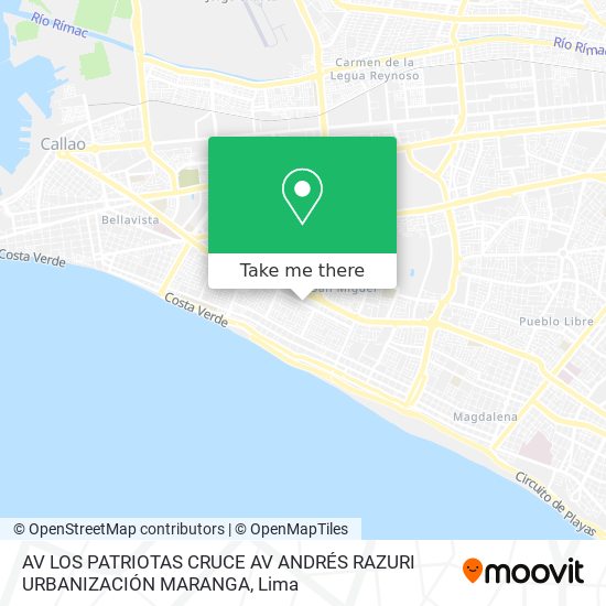 AV LOS PATRIOTAS CRUCE AV ANDRÉS RAZURI URBANIZACIÓN MARANGA map