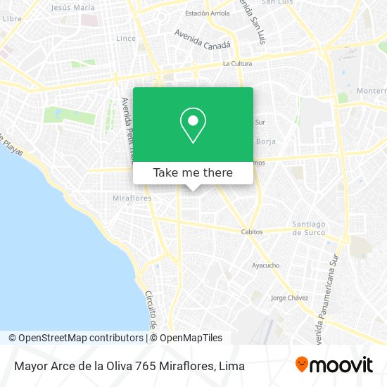 Mayor Arce de la Oliva 765 Miraflores map