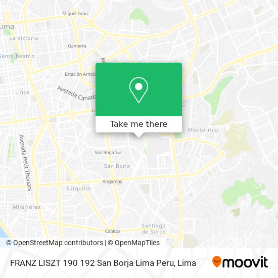 Mapa de FRANZ  LISZT 190   192  San Borja  Lima  Peru