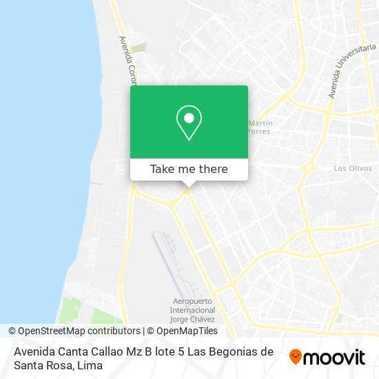 Mapa de Avenida Canta Callao Mz  B lote 5 Las Begonias de Santa Rosa