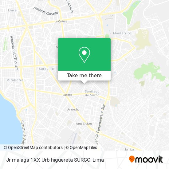 Mapa de Jr  malaga 1XX Urb higuereta  SURCO