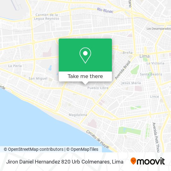 Mapa de Jiron Daniel Hernandez 820 Urb  Colmenares