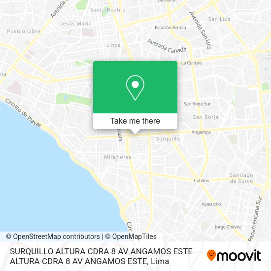 Mapa de SURQUILLO  ALTURA CDRA 8 AV ANGAMOS ESTE ALTURA CDRA 8 AV ANGAMOS ESTE