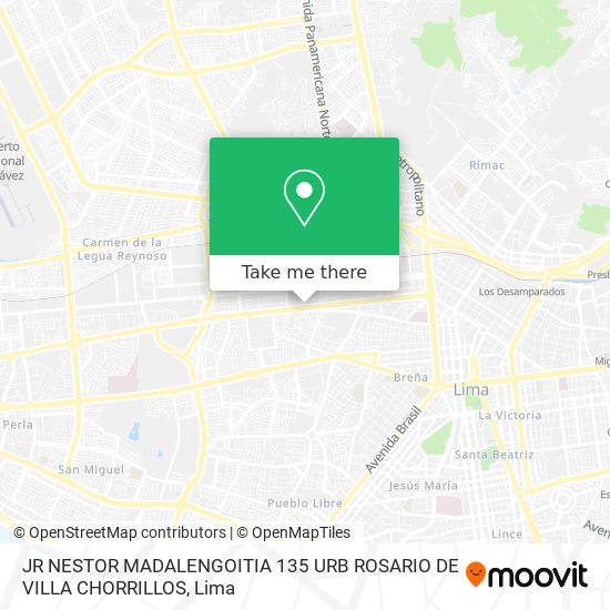 JR  NESTOR MADALENGOITIA 135 URB  ROSARIO DE VILLA   CHORRILLOS map