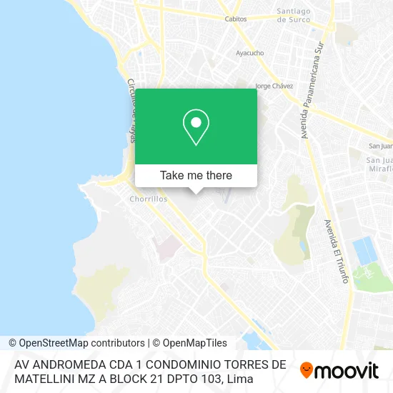 Mapa de AV ANDROMEDA CDA 1 CONDOMINIO TORRES DE MATELLINI MZ A BLOCK 21 DPTO 103