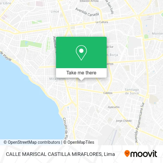 Mapa de CALLE MARISCAL CASTILLA  MIRAFLORES