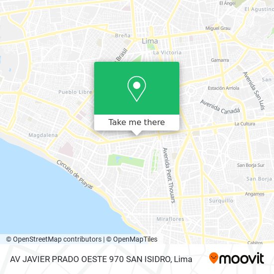 Mapa de AV JAVIER PRADO OESTE 970 SAN ISIDRO