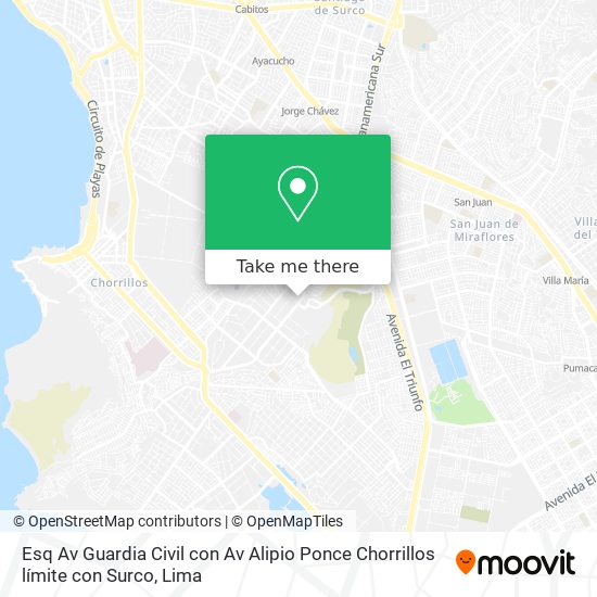 Esq  Av  Guardia Civil con Av  Alipio Ponce  Chorrillos límite con Surco map