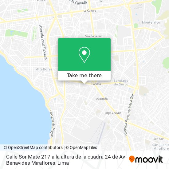 Calle Sor Mate 217  a la altura de la cuadra 24 de Av  Benavides  Miraflores map