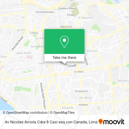 Mapa de Av  Nicolas Arriola Cdra  8 Casi esq con Canada