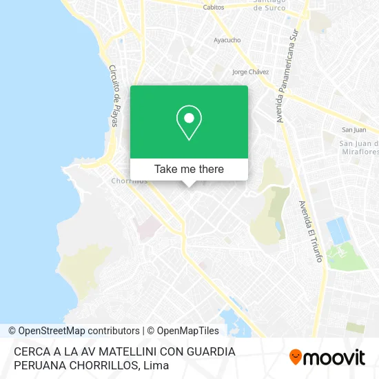 CERCA A LA AV  MATELLINI CON GUARDIA PERUANA CHORRILLOS map
