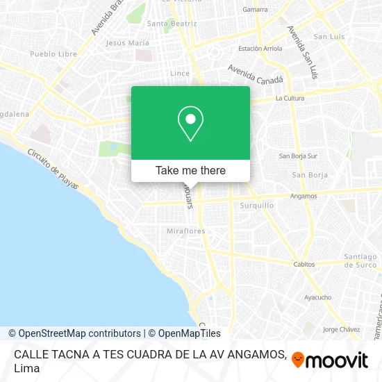 Mapa de CALLE  TACNA A TES CUADRA DE LA AV  ANGAMOS