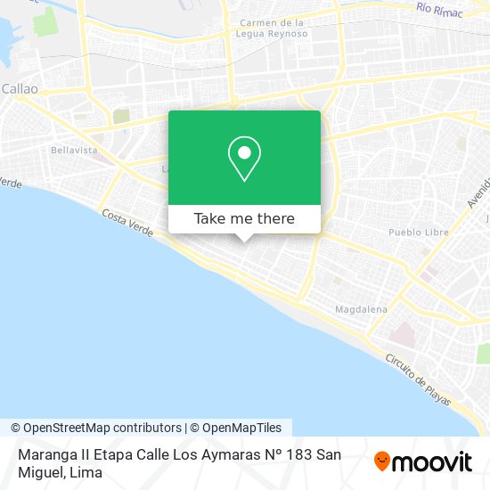 Maranga II Etapa  Calle Los Aymaras Nº 183  San Miguel map