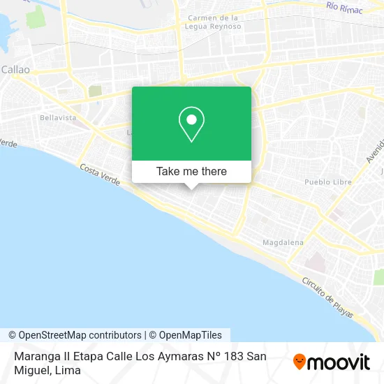 Mapa de Maranga II Etapa  Calle Los Aymaras Nº 183  San Miguel