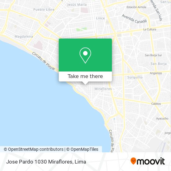 Mapa de Jose Pardo 1030  Miraflores