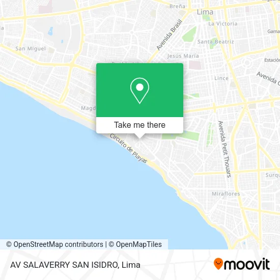 Mapa de AV SALAVERRY  SAN ISIDRO
