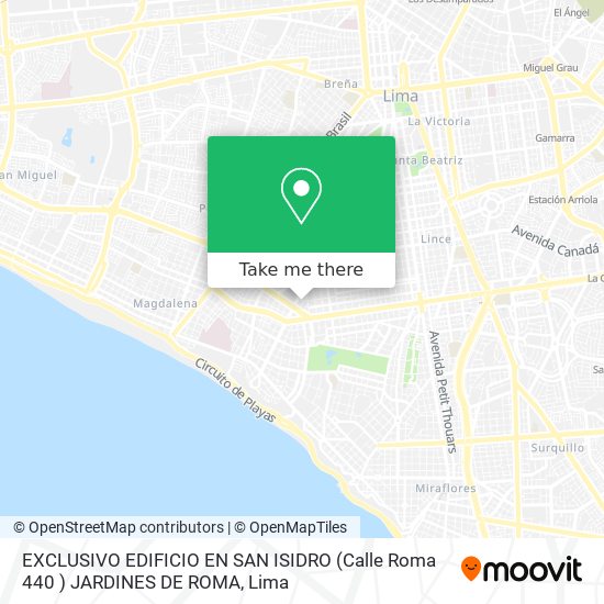 Mapa de EXCLUSIVO EDIFICIO EN SAN ISIDRO (Calle Roma 440 ) JARDINES DE ROMA