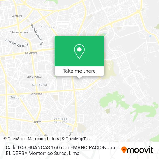 Calle LOS HUANCAS 160 con EMANCIPACION  Urb  EL DERBY  Monterrico  Surco map