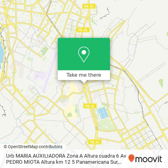 Urb  MARIA AUXILIADORA  Zona A  Altura cuadra 6 Av PEDRO MIOTA Altura km 12 5 Panamericana Sur map