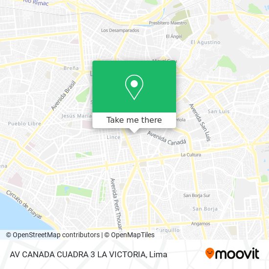 AV  CANADA CUADRA 3   LA VICTORIA map