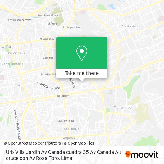 Urb  Villa Jardin  Av  Canada cuadra 35 Av  Canada   Alt  cruce con Av  Rosa Toro map