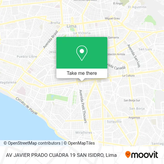 Mapa de AV  JAVIER PRADO  CUADRA 19  SAN ISIDRO