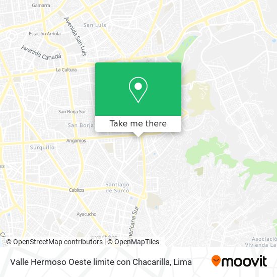 Mapa de Valle Hermoso Oeste limite con Chacarilla