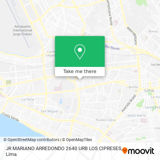 JR MARIANO ARREDONDO 2640 URB LOS CIPRESES map