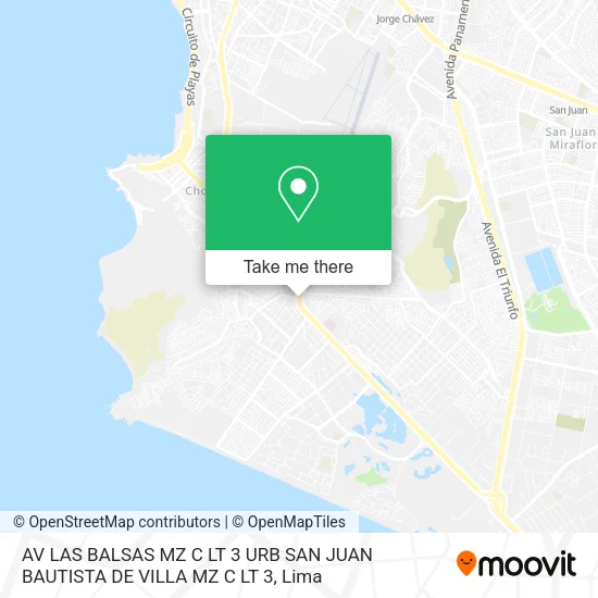 AV  LAS BALSAS MZ C LT 3 URB  SAN JUAN BAUTISTA DE VILLA MZ C LT 3 map