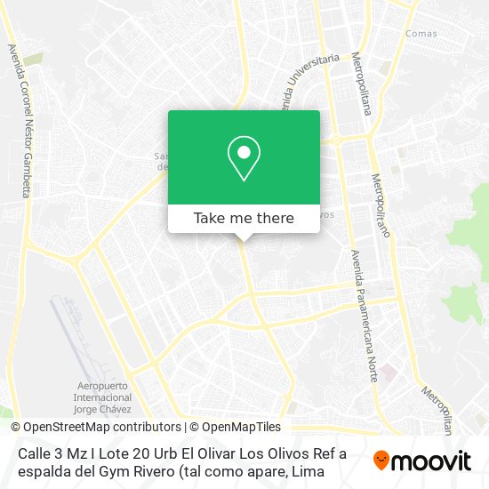 Mapa de Calle  3 Mz  I  Lote  20   Urb  El Olivar Los Olivos Ref  a espalda del Gym Rivero