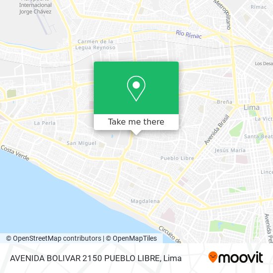 AVENIDA BOLIVAR 2150  PUEBLO LIBRE map