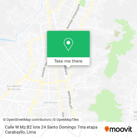 Mapa de Calle W Mz B2 lote 24 Santo Domingo 7ma etapa Carabayllo