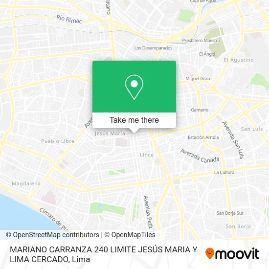Mapa de MARIANO CARRANZA 240 LIMITE JESÚS MARIA Y LIMA CERCADO
