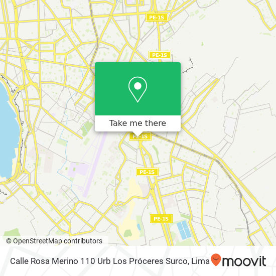 Mapa de Calle Rosa Merino 110 Urb  Los Próceres   Surco