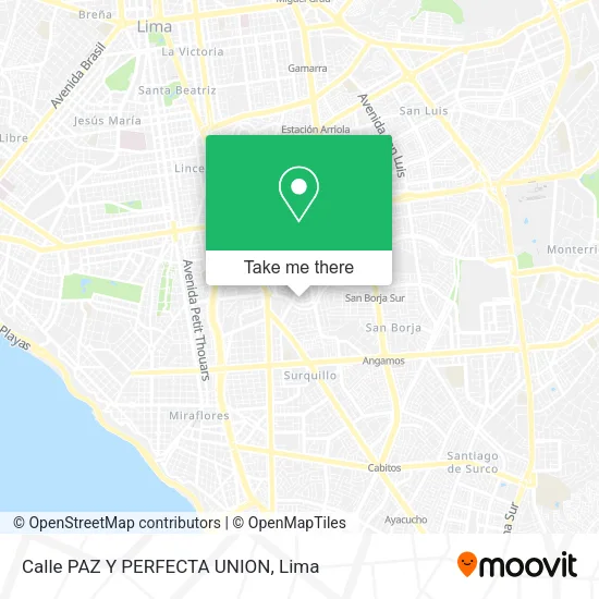 Calle PAZ Y PERFECTA UNION map