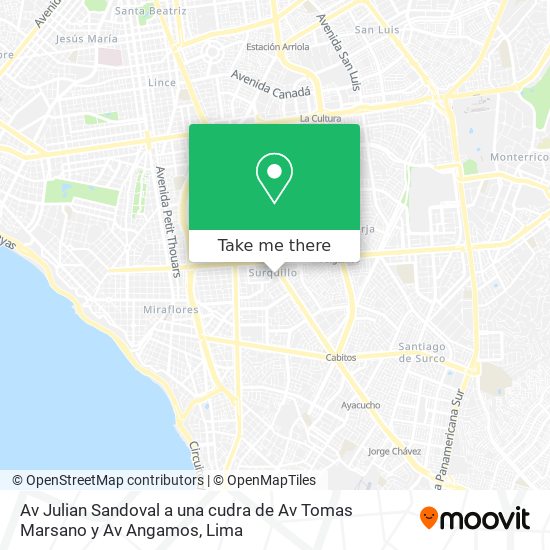 Av  Julian Sandoval   a una cudra de Av Tomas Marsano y Av  Angamos map