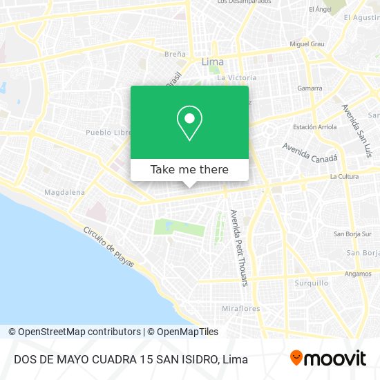 Mapa de DOS DE MAYO CUADRA 15 SAN ISIDRO