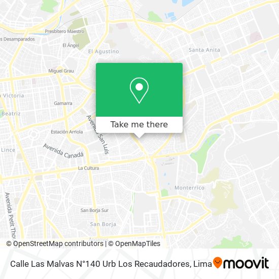 Calle Las Malvas N°140 Urb  Los Recaudadores map