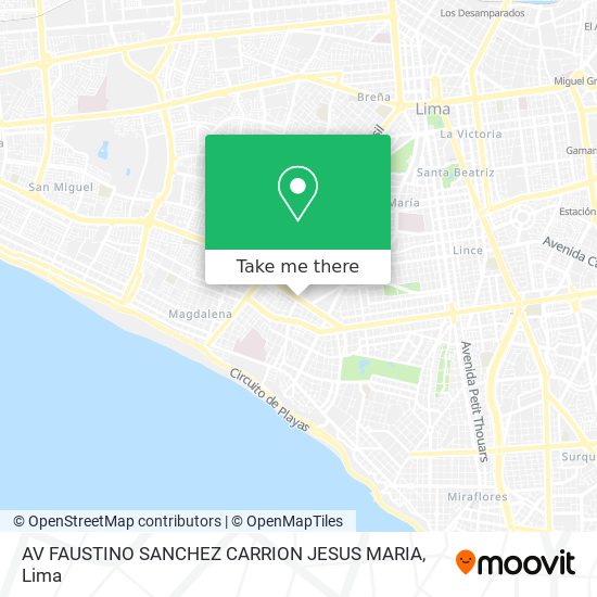 Mapa de AV  FAUSTINO SANCHEZ CARRION  JESUS MARIA