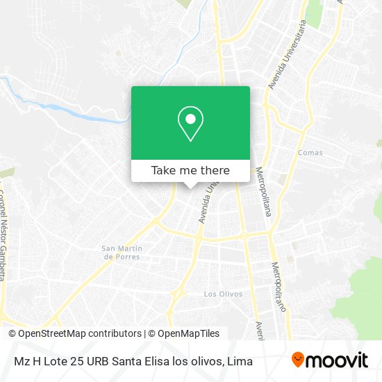 Mapa de Mz H Lote 25 URB  Santa Elisa   los olivos