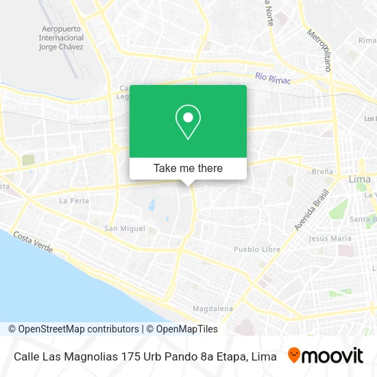 Mapa de Calle Las Magnolias 175  Urb  Pando 8a Etapa