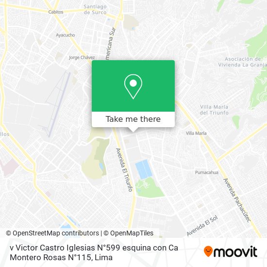 v  Victor Castro Iglesias N°599 esquina con Ca  Montero Rosas N°115 map