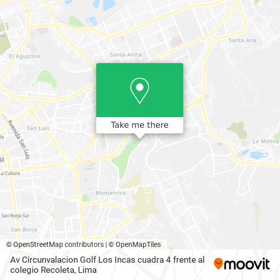 Av  Circunvalacion Golf Los Incas cuadra 4  frente al colegio Recoleta map