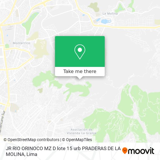 Mapa de JR  RIO ORINOCO MZ  D lote 15 urb  PRADERAS DE LA MOLINA