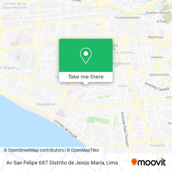 Av  San Felipe 687  Distrito de Jesús María map