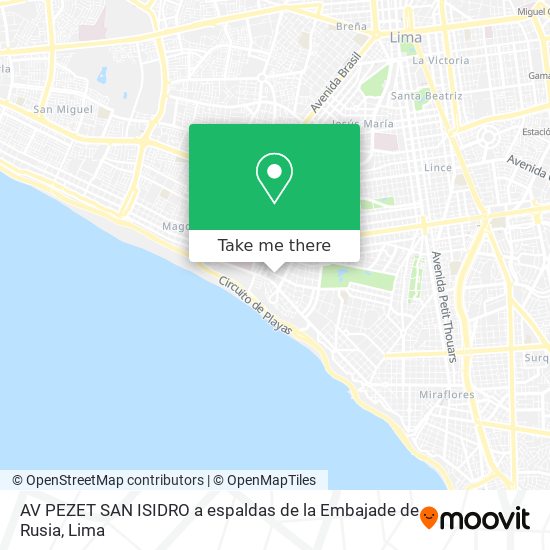 AV PEZET  SAN ISIDRO  a espaldas de la Embajade de Rusia map